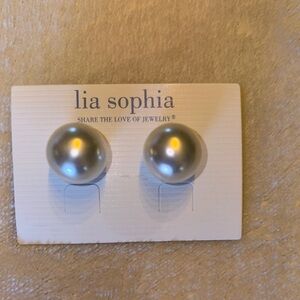 Large White Pearly Silver Stud Earrings